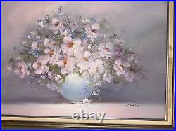 Flower Painting Oil On Canvas Realism 44 x 32 Vintage