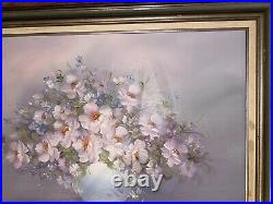 Flower Painting Oil On Canvas Realism 44 x 32 Vintage