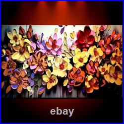 Flowers Original Abstract Oil Painting Modern Art Home Deco 48 Ready Hang frame