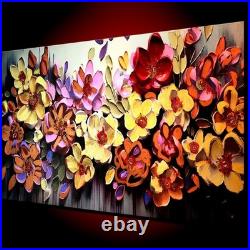 Flowers Original Abstract Oil Painting Modern Art Home Deco 48 Ready Hang frame
