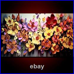 Flowers Original Abstract Oil Painting Modern Art Home Deco 48 Ready Hang frame