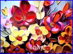 Flowers Original Abstract Oil Painting Modern Art Home Deco 48 Ready Hang frame