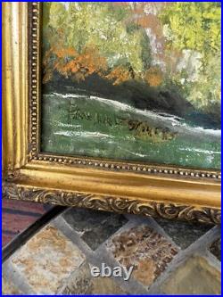 Framed 22 x 18 Oil Painting Signed Snow Mountain Creek Trees Lak Pauline Stivers