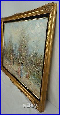 Framed Oil On Canvas Painting Marie Charlot Original Beautiful! 41 x 29 Large