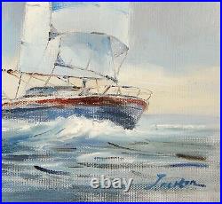 Framed Oil Painting, Signed J Norton, Summer Sailing Boat on the Sea, Wall Art