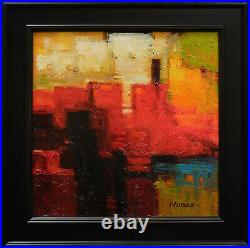 Framed Original Oil Abstract Art on Canvas by Hunoz. 20x 20