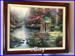 Framed Thomas Kinkade Garden of Prayer 30x40 S/N Original COA Canvas Oil