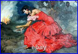 Francisco Rodríguez Sánchez Clement Painting Gypsy Flamenco Dancer Replica Art