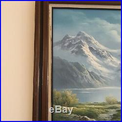 Franke Large Original Oil On Canvas Snow Mountain Landscape Painting