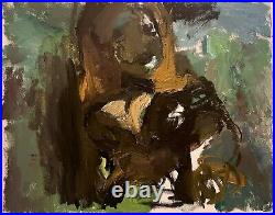 French Cubism Gothic Oil Painting Original Signed Woman Landscape Canvas 16x20