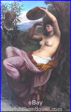 French Mythological Nude Oil On Canvas Signed Camille Bellanger And Dated 1877