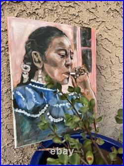 Frida Kahlo Art Painting Mexican Art Acrylic on Canvas 24x36 DLAS
