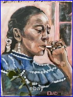 Frida Kahlo Art Painting Mexican Art Acrylic on Canvas 24x36 DLAS