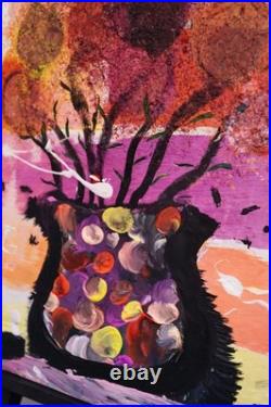 Fruitful Bombshell Abstract Flower Vase Painting 12x16 Original Artwork