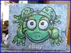 Frumpy Da' Frog 8x10 canvas oil painting NEW smiling original WOW signed CROWELL