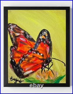 GUAJARDO Original Expressionism Butterfly 14X11 Canvas Signed Art