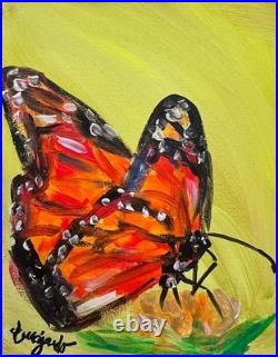 GUAJARDO Original Expressionism Butterfly 14X11 Canvas Signed Art
