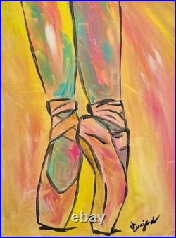 GUAJARDO Original Neo Expressionism Ballet Dancer 12X16 Canvas