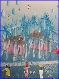 Gabriel Vintage Art Painting on 31 X 22 Framed Canvas Caribbean Villagers