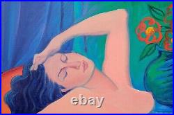 Gallery Wrap Stretched, Modern Nude, Signed by Black, Original Oil Painting, 48