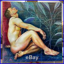 Gena Ivanov Original Male Nude'Jungle Dreams' Large unframed Oil on Canvas