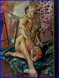 Gena Ivanov Original Male Nude'The Artist's Model' Large Framed Oil on Canvas