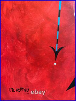 George Perrou Retro Modern Art on canvas The Map 30x30 signed 2008