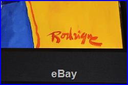 George Rodrigue Blue Dog Original 2001 Acrylic On Canvas Art Yellow Background
