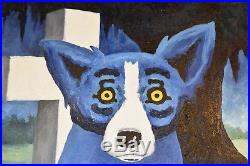 George Rodrigue Blue Dog Original Acrylic On Canvas 1995 Cajun Loup Garou