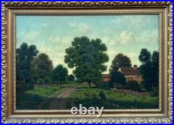 George W Drew (American 1875-1968) Farmhouse And Land, Oil On Canvas