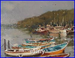 Glenys Jones Original Oil On Canvas /b/ Moored Boats -framed