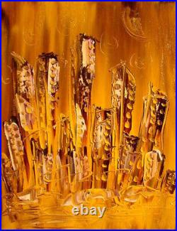 Golden City Abstract Modern CANVAS Original Oil Painting h7RETH
