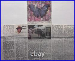 Guajardo Art Bee and Blue Swirls 9X6 Paper Abstract Neon Expressionism