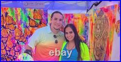 Guajardo Art Bee and Blue Swirls 9X6 Paper Abstract Neon Expressionism