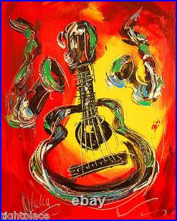 Guitar Original Oil Painting Mark Kazav Comes Stretched Rsdfbgw