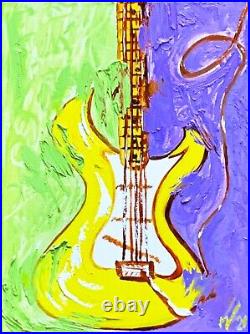 Guitar Painting Music ORIGINAL Arts ORIGINAL Painting Canvas Art Impasto 12x16