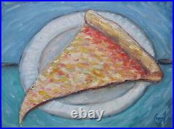 HAVE A SLICE NY cheese pizza painting canvas art 12x16 original signed Crowell