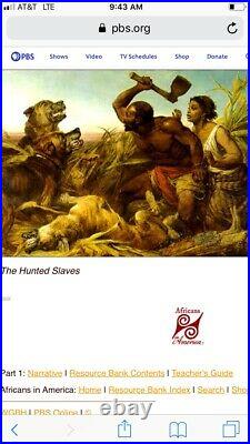 HUNTED SLAVES 1861 Oil PAINTING Black Lives Americana FOLK ART Civil War