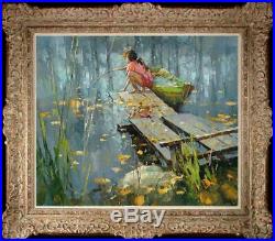 Hand painted Oil painting original Art Landscape girl on canvas 20x24