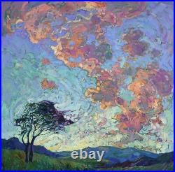 Hand painted Oil painting original Art Landscape sky tree on canvas 30x30