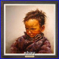 Hand painted Oil painting original Art Portrait Chinese boy on canvas 30x30