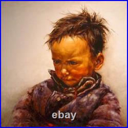 Hand painted Oil painting original Art Portrait Chinese boy on canvas 30x30