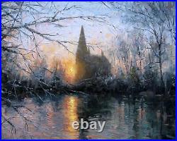 Hand painted Original Oil Painting Landscape art Night on canvas 30x40