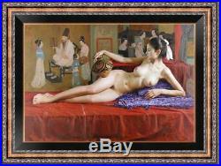 Hand-painted Original Oil Painting art Portrait nude Girl on canvas 24x36
