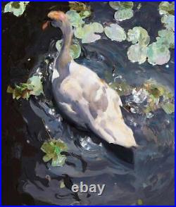 Hand painted Original Oil Painting art animal Portrait swan on canvas 24x30