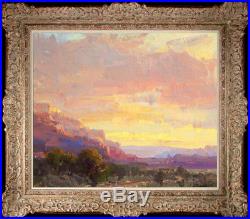 Hand-painted Original Oil painting art Impressionism Landscape Sunset On Canvas