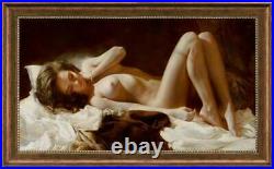 Hand painted Original Oil painting art Portrait nude girl on Canvas 24X40