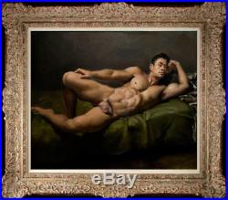 Hand painted Original Oil painting art gay Chinese male nude on Canvas 20X24