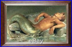 Hand painted Original Oil painting art gay male nude Mermaid on Canvas 24X36