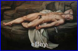 Hand-painted Original Oil painting art young male nude on Canvas 24X36